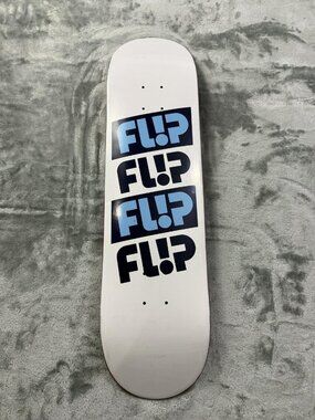 New Flip Triple Logo Skateboard Deck 8.25 White Blue Art Graphic Street
